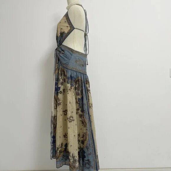 NW0T ！Zimmermann Ascension open-back printed cotton-voile halterneck maxi dress - Picture 5 of 14